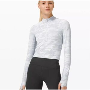 Lululemon Pace Pursuit Long Sleeve Half Zip Jacket Incognito White Snow Camo 6